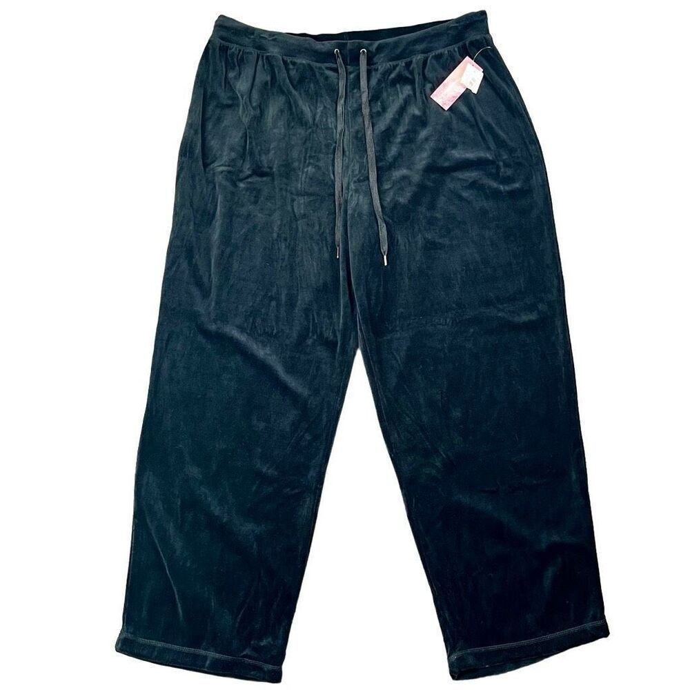 NWT Tickled Pink Fuda Black Pull On Velour Pants 2X